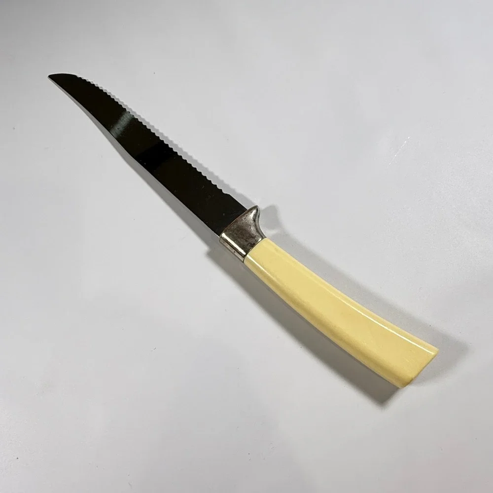 VTG Regent Sheffield Serrated Bread Knife Kitchen Tool Cream Faux Stag England